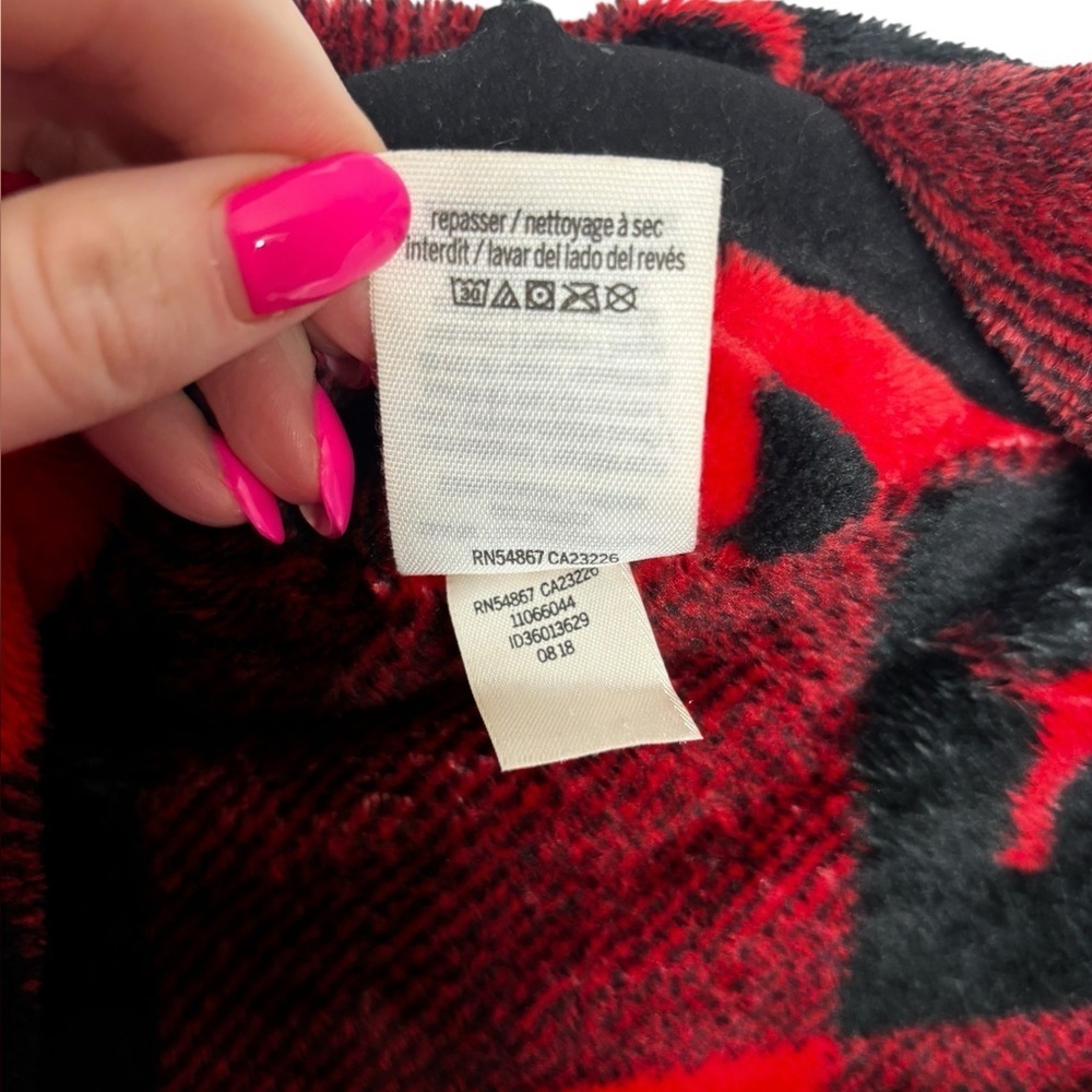 Victoria's Secret PINK Buffalo Plaid Plush Soft Cozy Robe Cabincore Size M/L - Picture 5 of 11